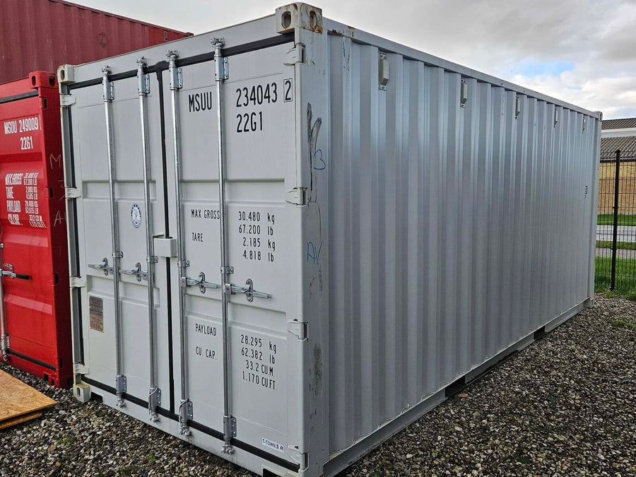 Ny 20 fods container – RAL 7035 | Klar til omgående levering