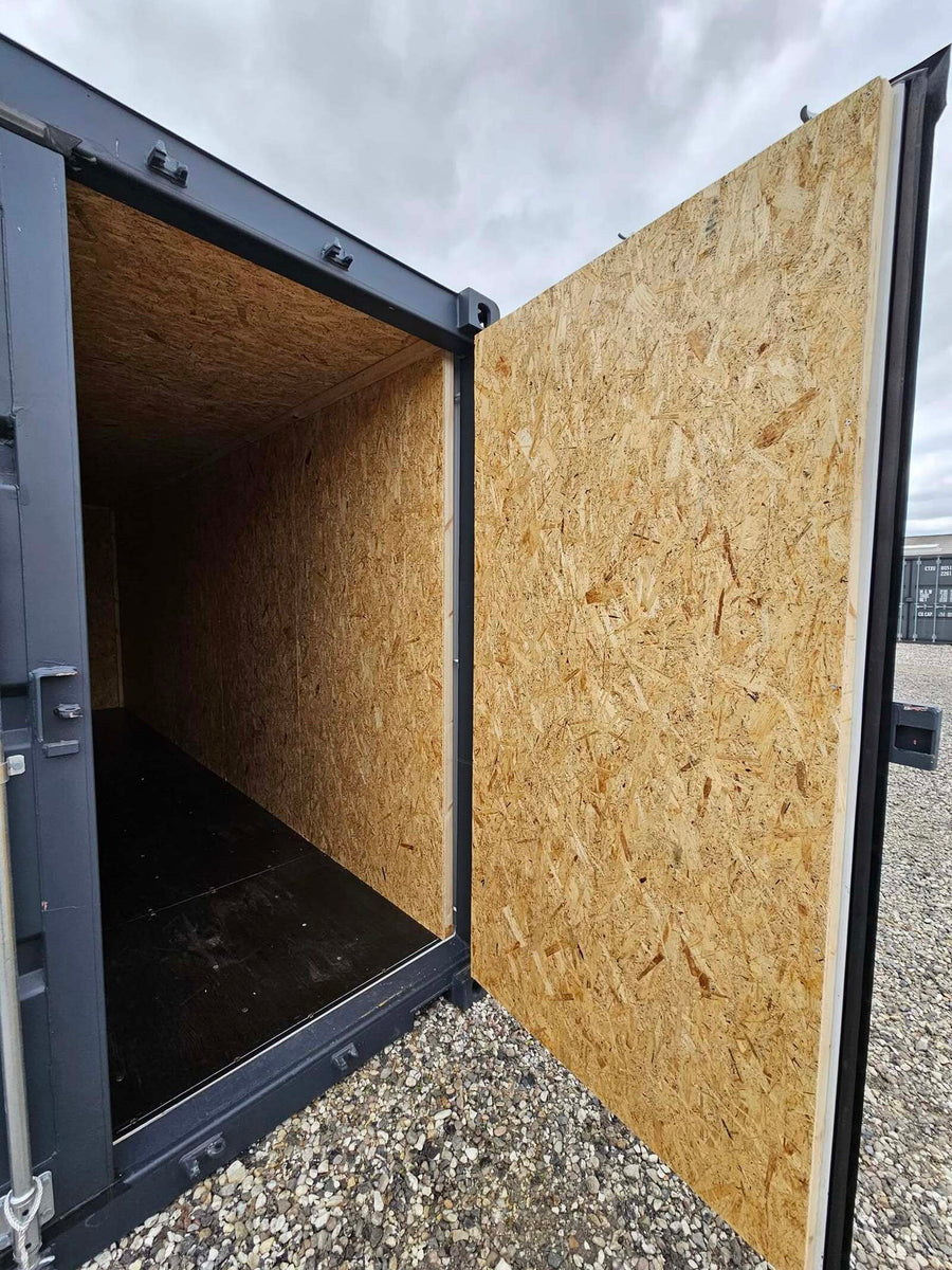 Ny isoleret 20 fods container i mørk grå